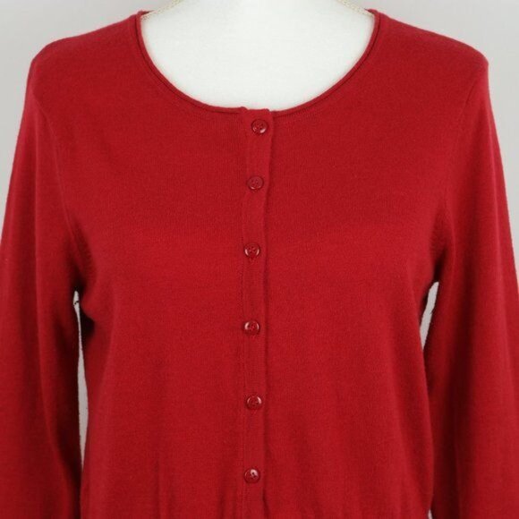 Sparrow by Anthropologie Women's Large Red Cashmere Blend Button Up Cardigan - Picture 2 of 6